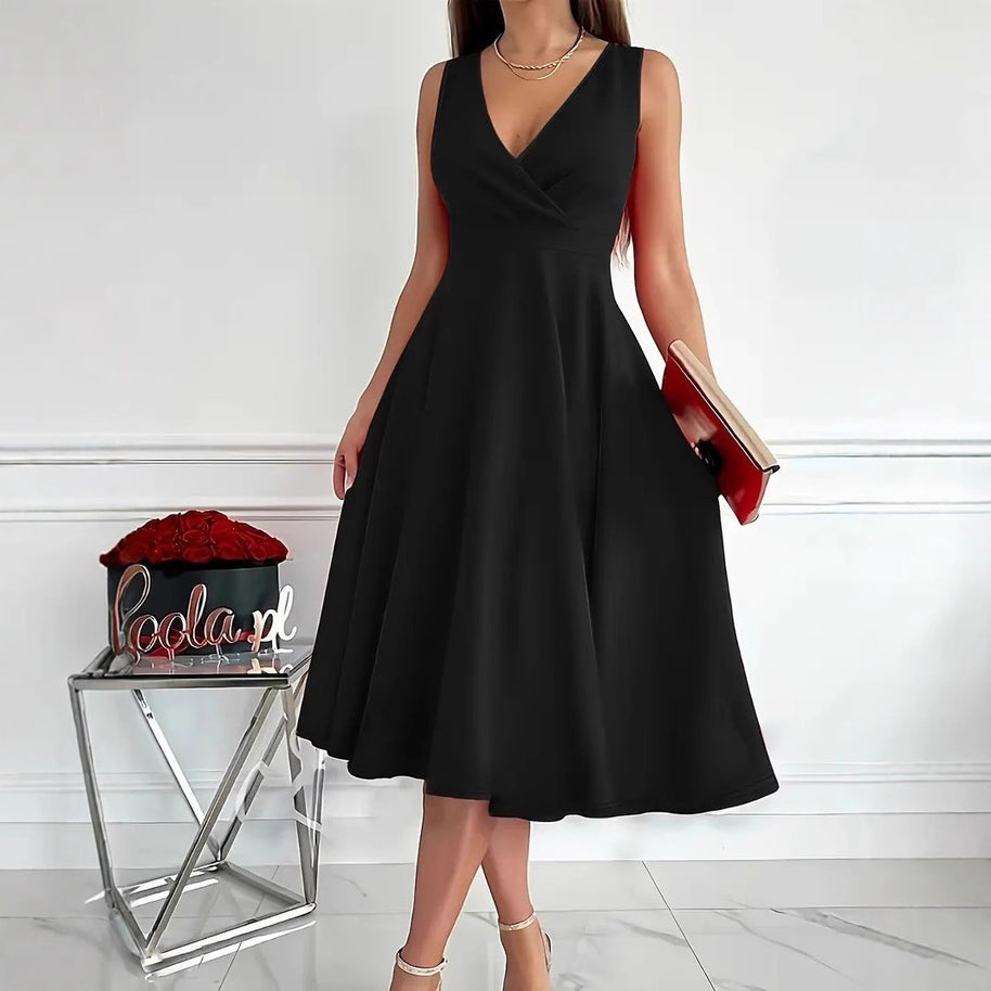 Damen A-Linien-Kleid mit V-Ausschnitt und schmeichelndem Schnitt WW