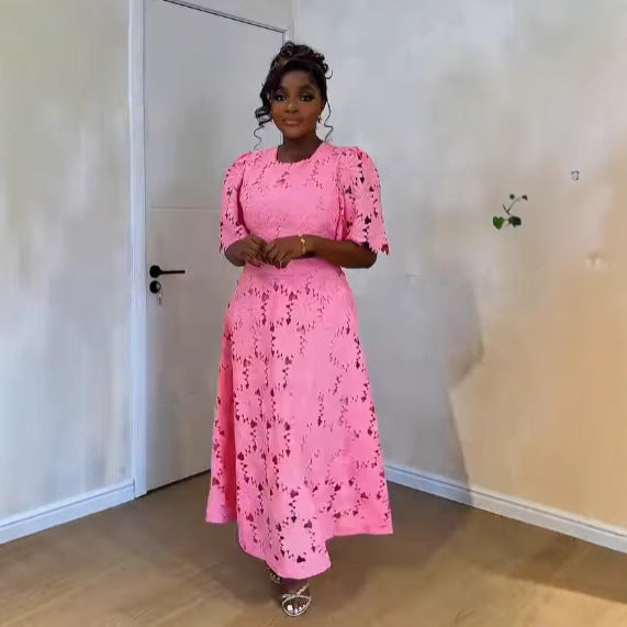 Damen gehäkeltes Maxikleid mit floralen Details WW