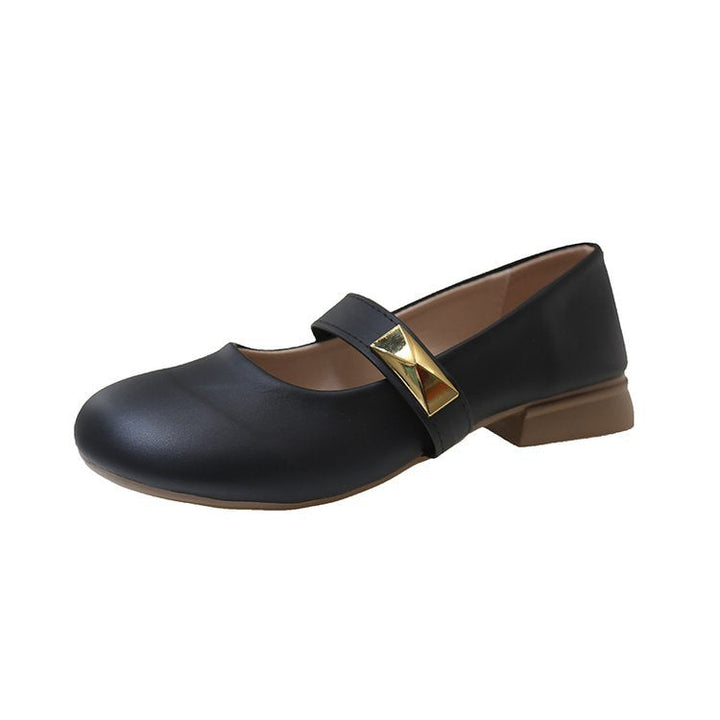 Damen Ballerinas mit dekorativem Riemchen und goldener Applikation W&W Mode
