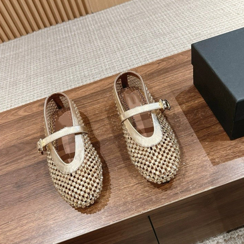 Damen Strass-beschmückte Mary Jane Flats WW