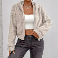 Damen Rotationsjacke aus kuscheligen Fleece mit Hohem Kragen WW