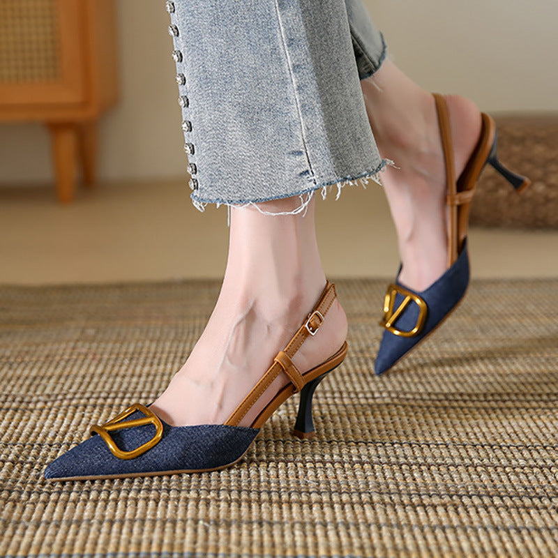 Damen Slingback Pumps mit eleganter quadratischer Zehenpartie und hochwertigem Riemen WW