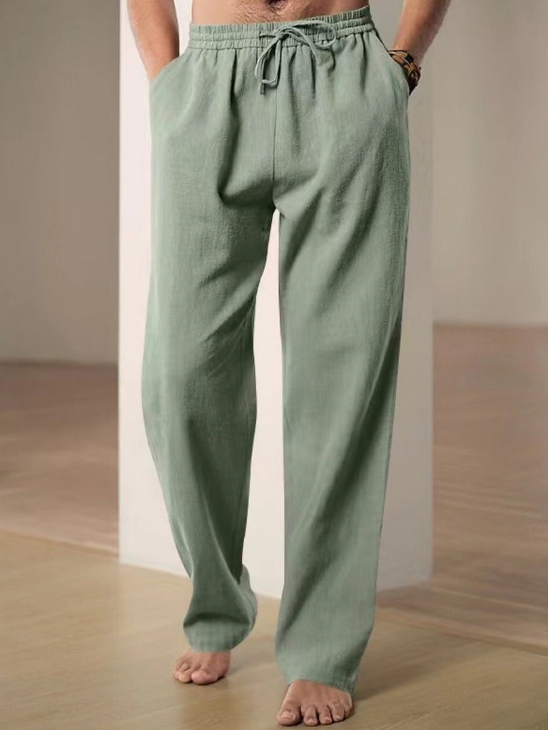 Herren Bequeme Leinenhose mit verstellbarem Bund WW
