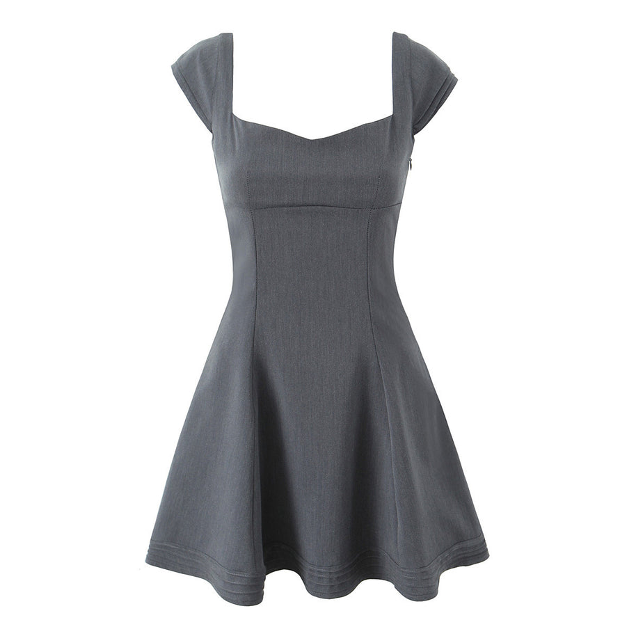 Damen A-Linien Kleid mit schickem Herz-Ausschnitt und eleganten Puffärmeln WW