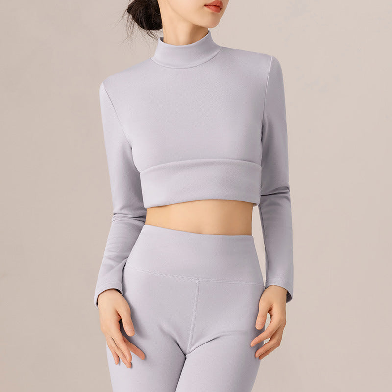Damen Sportoberteil mit stylischem Rollkragen und trendiger Crop-Länge WW