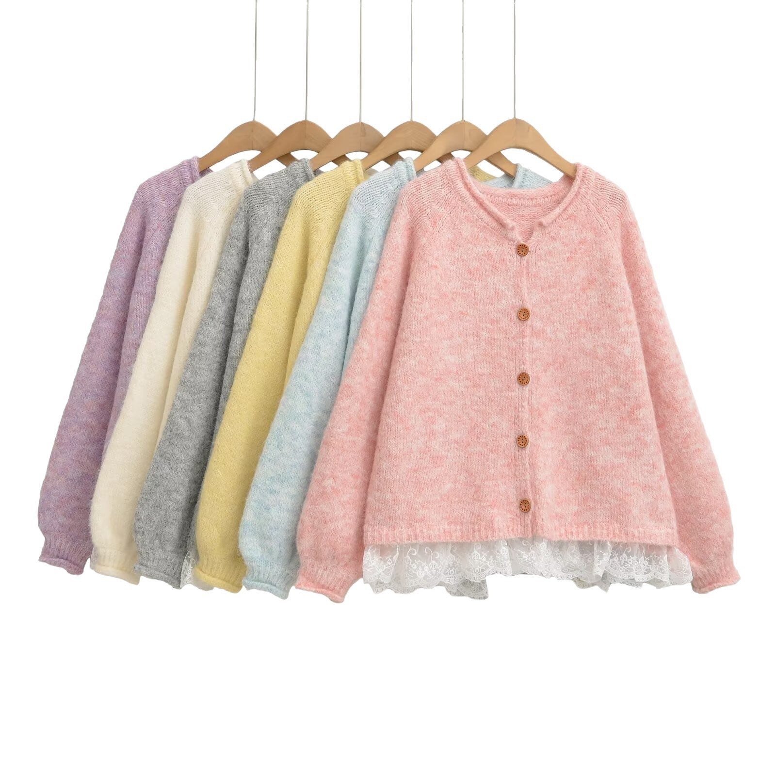 Damen Strickjacke mit elegante Spitzenverzierung WW