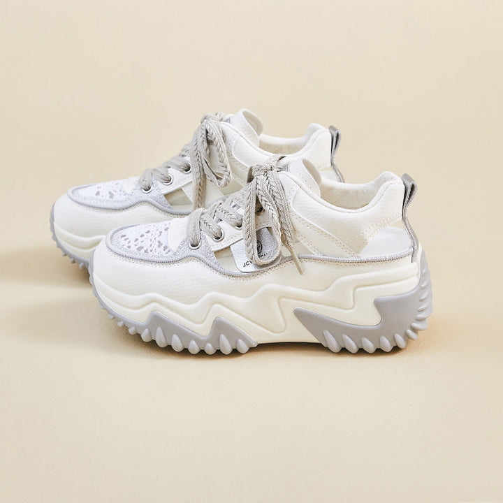 W&W Mode - Damen atmungsaktive vulkanisierte Plateau-Sneaker mit dickem Boden
