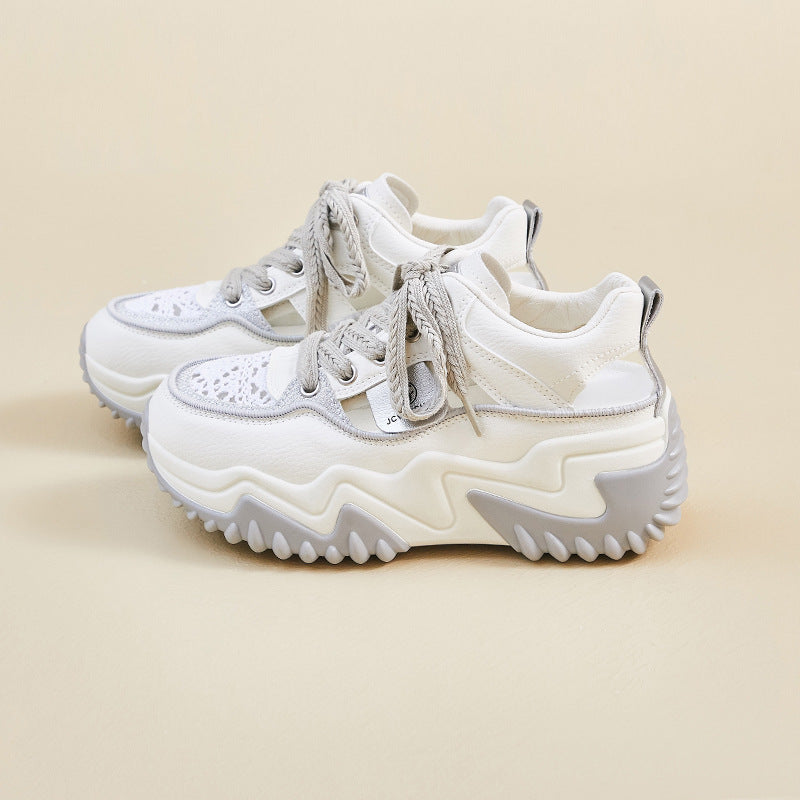 WW - Damen atmungsaktive vulkanisierte Plateau-Sneaker mit dickem Boden