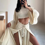 Damen Lässiges Zweiteiliges Set mit oversize Oberteil und weiten Hosen WW