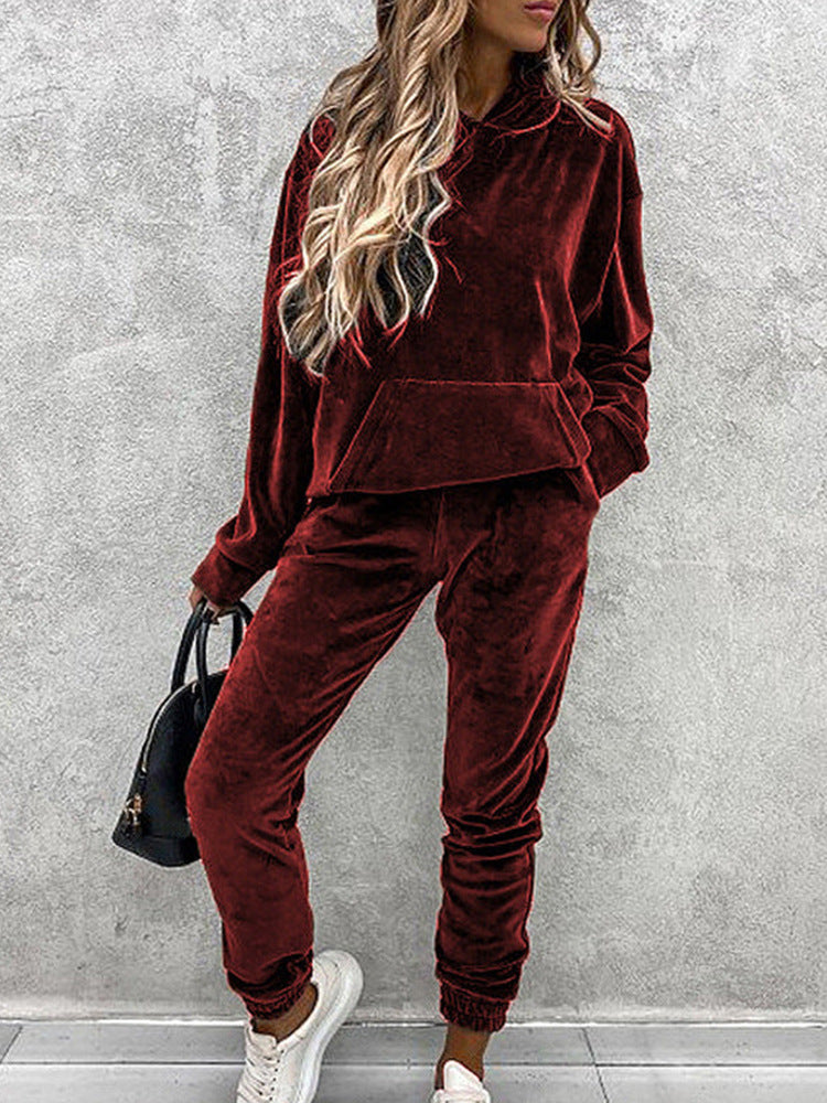 Damen kuscheliges Fleece-Set mit oversized Hoodie und bequemen Jogginghosen WW