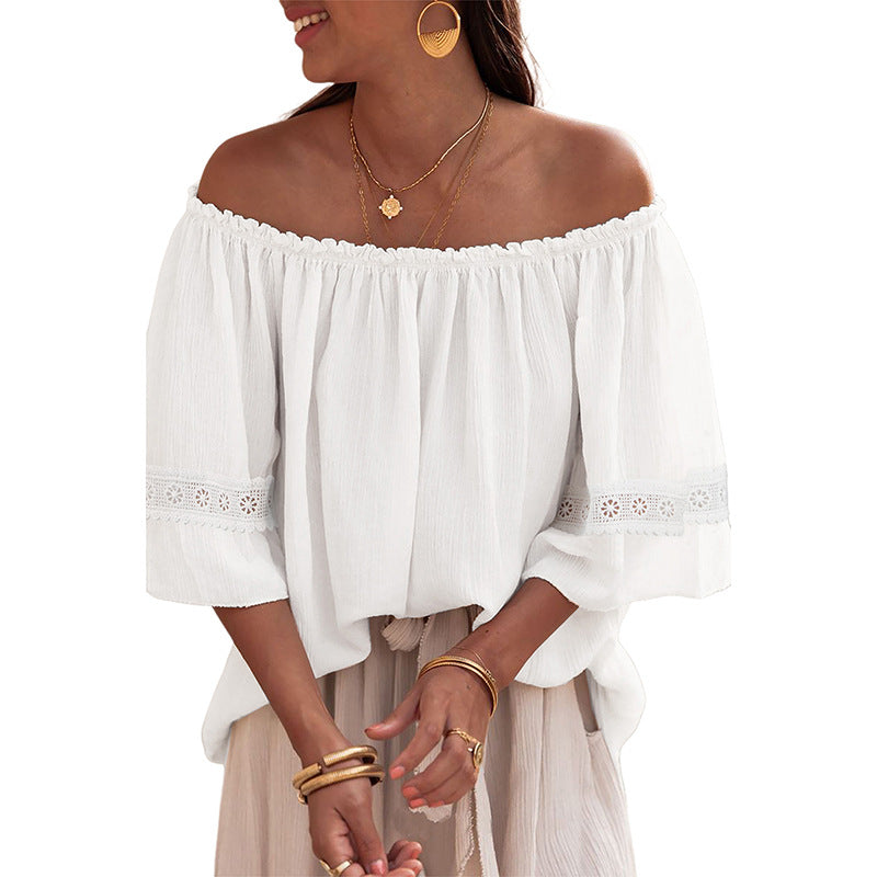 Damen Off-Shoulder Bluse mit bestickten Details WW