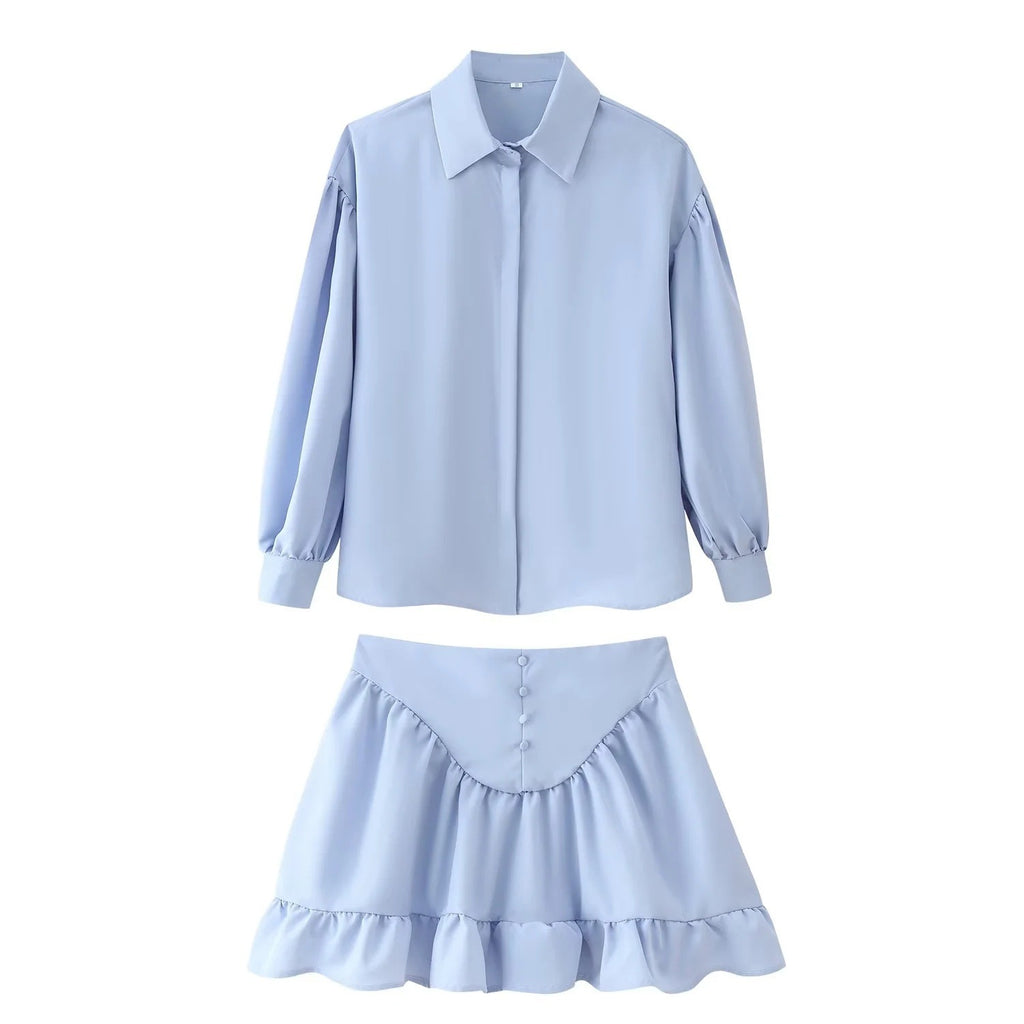 Damen elegantes Set aus Bluse und Rock W&W