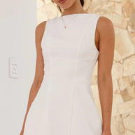 Damen A-linien Kleid mit asymmetrischem Ausschnitt WW