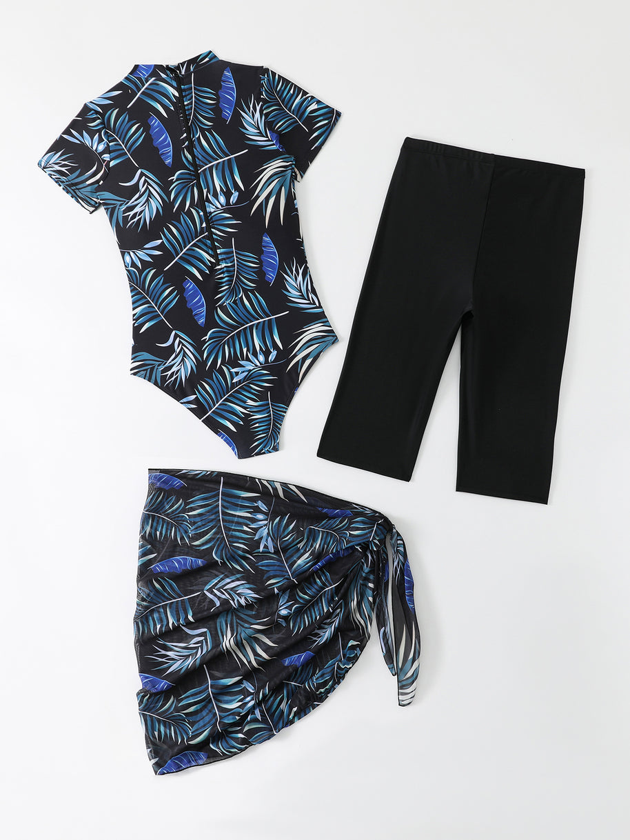 Frau Kurzarm-Schwimm-Tunika-Set mit Capris WW