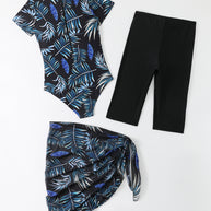 Frau Kurzarm-Schwimm-Tunika-Set mit Capris WW