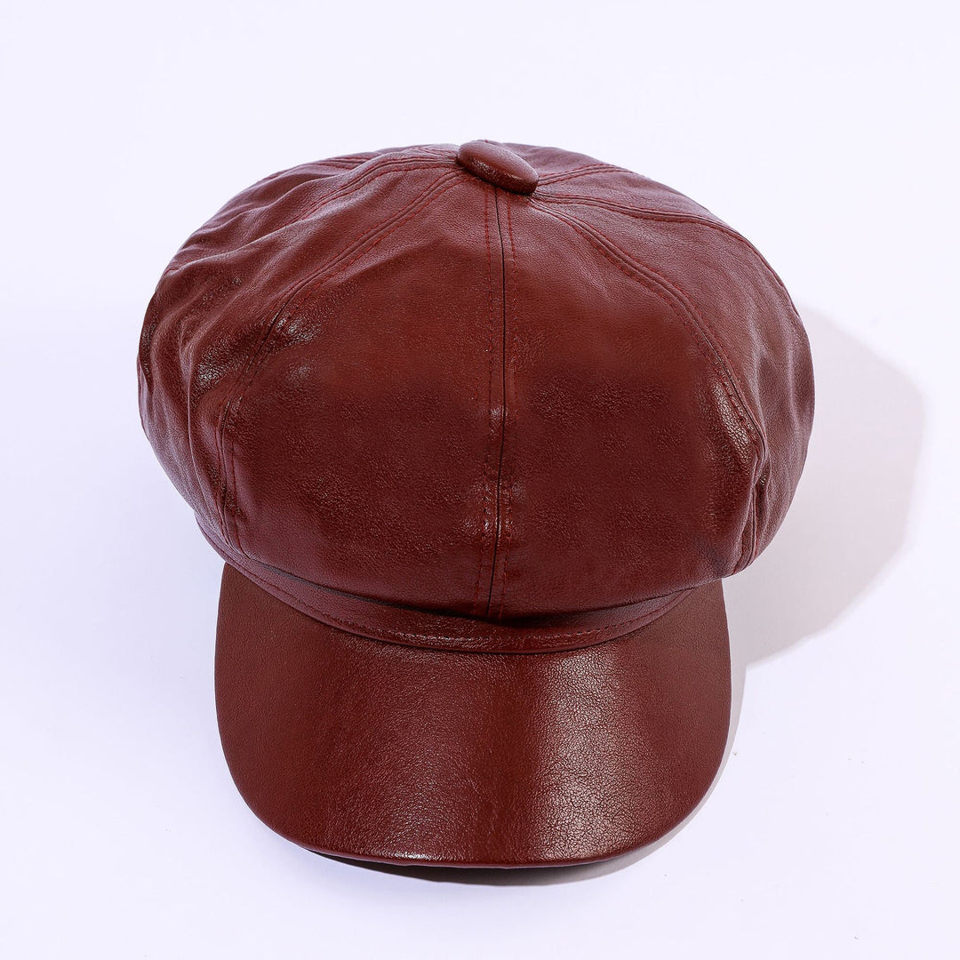 Damen Leder-Baker Boy Cap mit klassischem Design W&W Mode