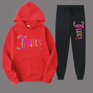Damen sportliches Hoodie- und Jogginghose-Set mit einzigartigem grafischen Druck WW