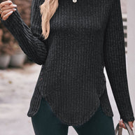 WW Rundsaum geknöpft gebürstetes Oberteil