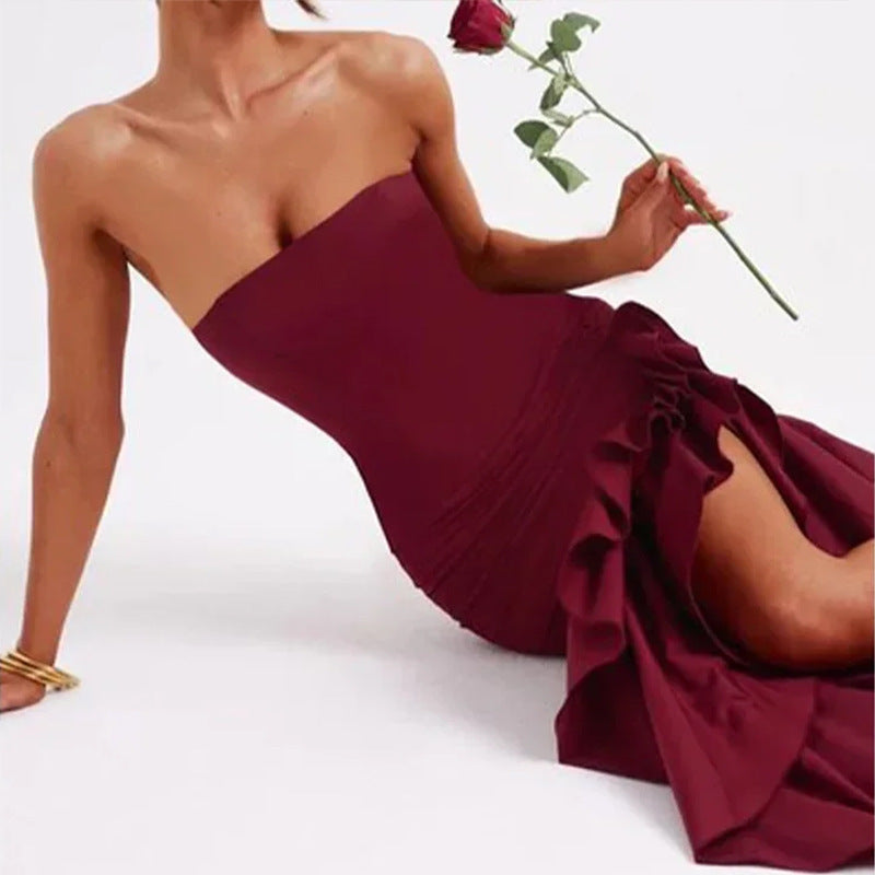 Damen Abendkleid mit beweglichem Rüschenrock und figurbetontem Oberteil WW