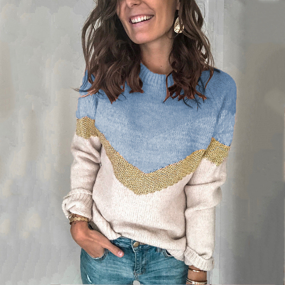 Damen gemusterter Pullover mit grafischem Strickdesign W&W Mode