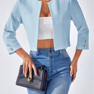 Damen lässige Kurzblazer mit strukturiertem Stoff WW