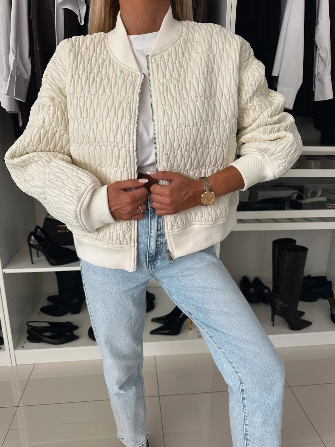 Damen Steppjacke mit komfortabler Passform und elastischen Bündchen WW