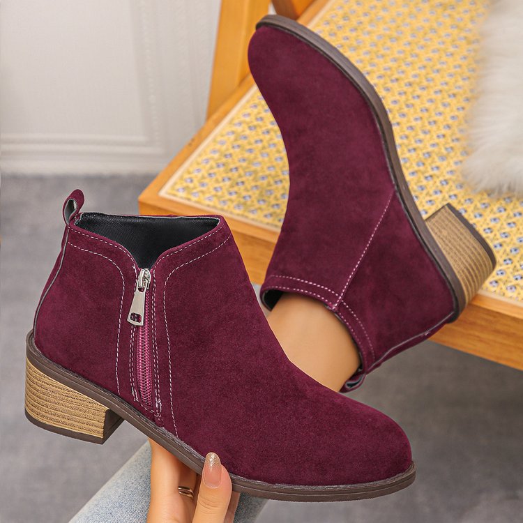 Damen Biker-Stiefeletten mit seitlichem Reißverschluss und modischer Struktur WW