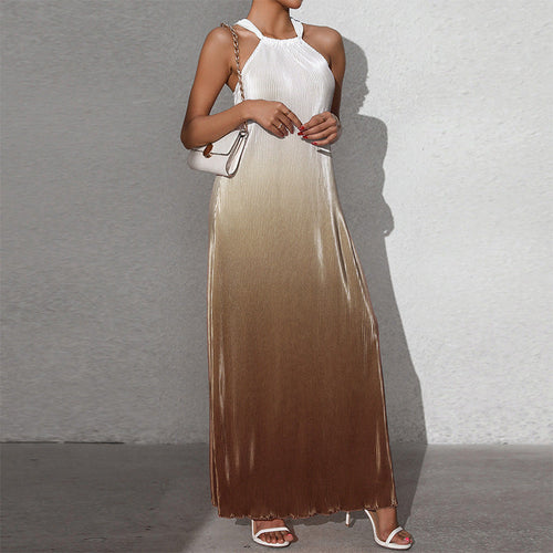 W&W Mode | Gradient Spaghetti-Träger A-Linie Lange Kleid
