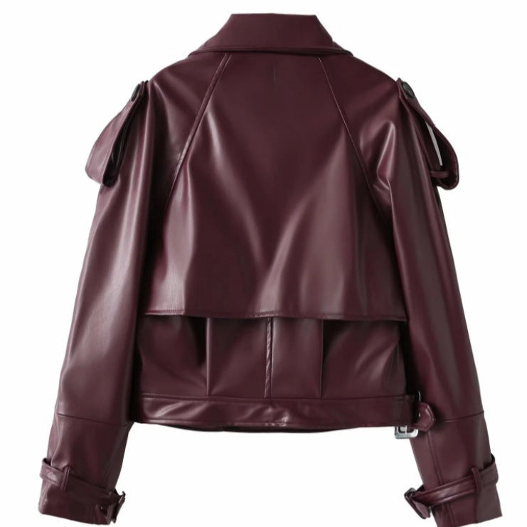 Damen Bikerjacke aus hochwertigem Kunstleder mit asymmetrischem Reißverschluss WW