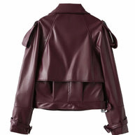 Damen Bikerjacke aus hochwertigem Kunstleder mit asymmetrischem Reißverschluss WW