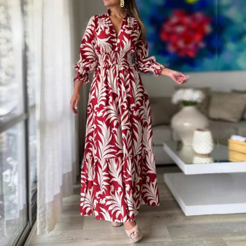 Damen Maxikleid mit floralem Design und voluminösen Ärmeln WW