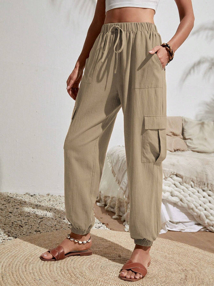 Damen Cargo-Hose mit elastischem Bund und praktischen Seitentaschen W&W Mode