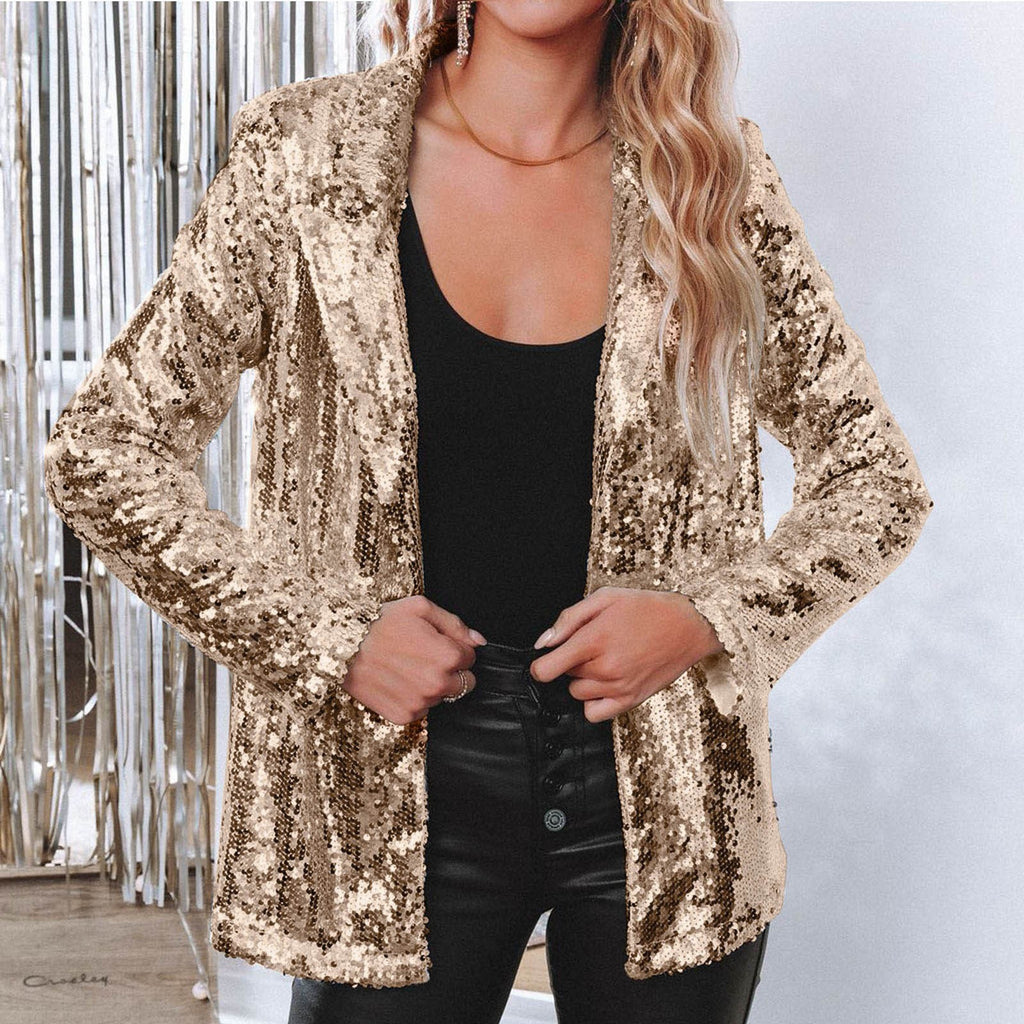 Damen eleganter Paillettenblazer mit schimmerndem Finish WW