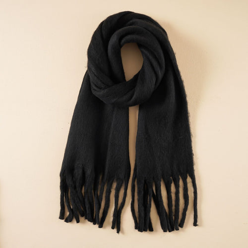 Damen Kaschmir-Schal mit trendiger Fransenverzierung WW