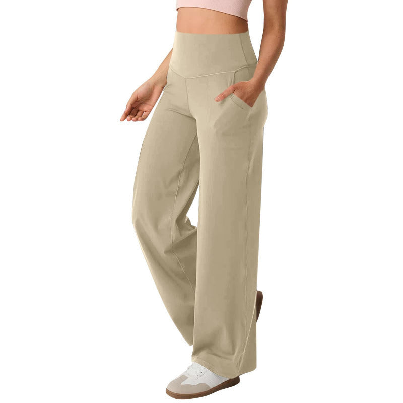 Damen weite High-Waist Freizeithose mit praktischen Taschen WW