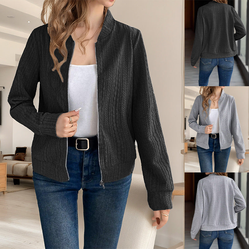 Damen Strickjacke mit Reißverschluss und strukturiertem Design WW