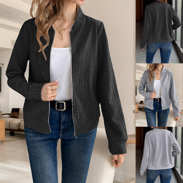 Damen Strickjacke mit Reißverschluss und strukturiertem Design WW