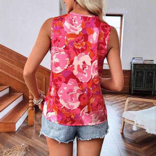 Damen ärmelloses Blusenshirt mit femininem floralem Druck WW