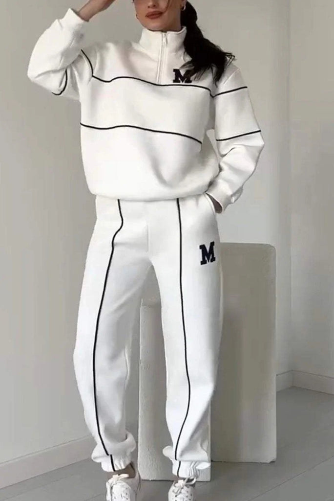 Damen sportliches Fleece-Anzugset mit Stehkragen und praktischen Taschen WW