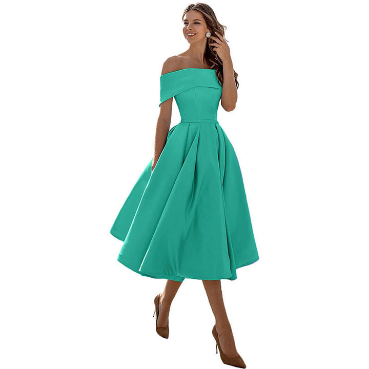 W&W Mode | Legere Mode Satin Cocktailkleid Ohne Träger