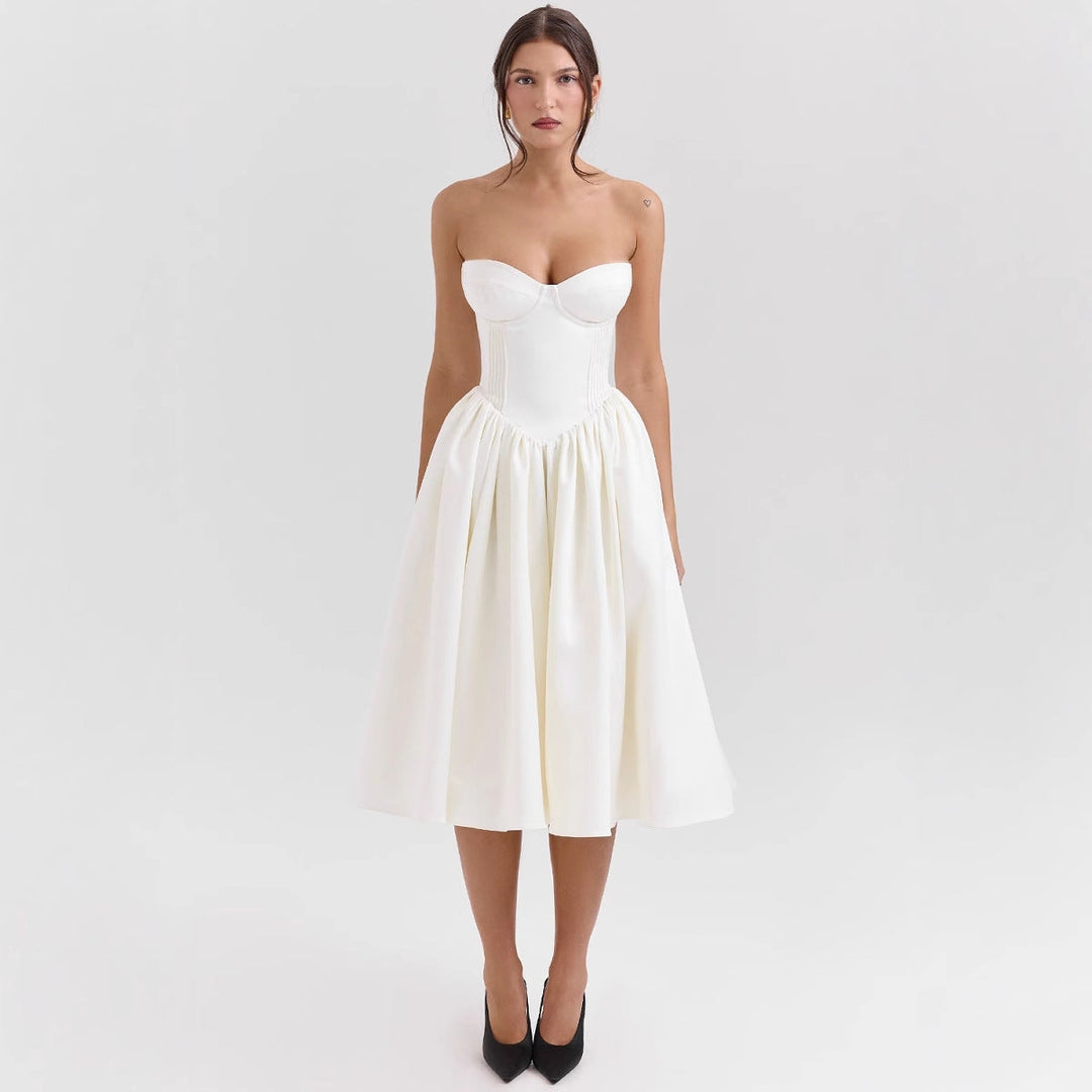 Damen Abendkleid mit strapless Design und voluminösem Rock W&W Mode