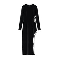 Damen Abendkleid mit asymmetrischem Schnitt und glitzernden Akzenten WW