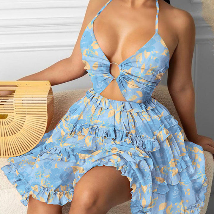 Damen Sommerkleid mit tiefem Ausschnitt und Rüschendetails W&W Mode