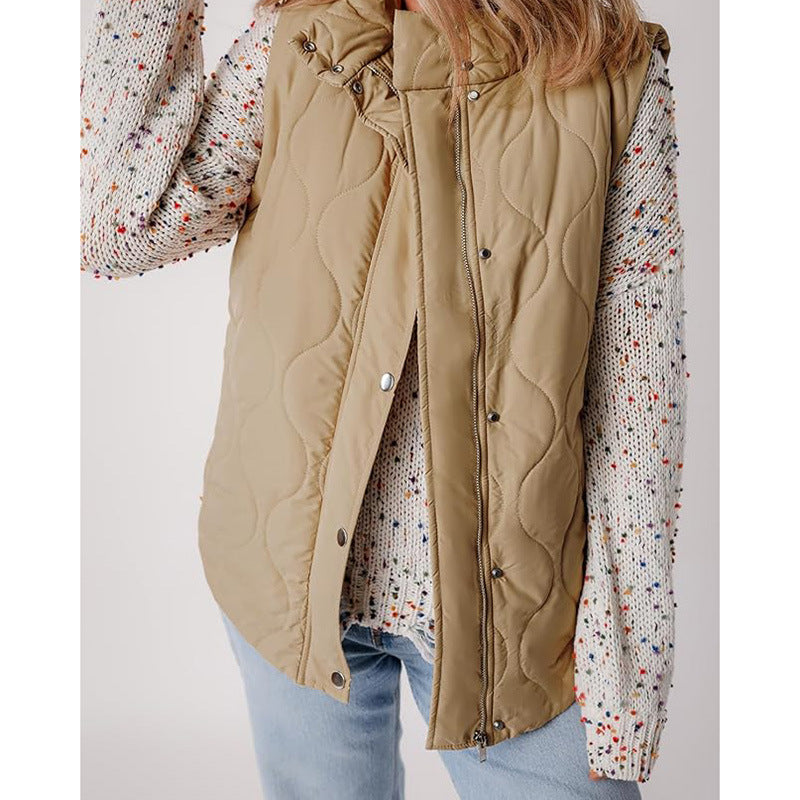 Damen Steppweste mit hohem Kragen und praktischen Taschen WW