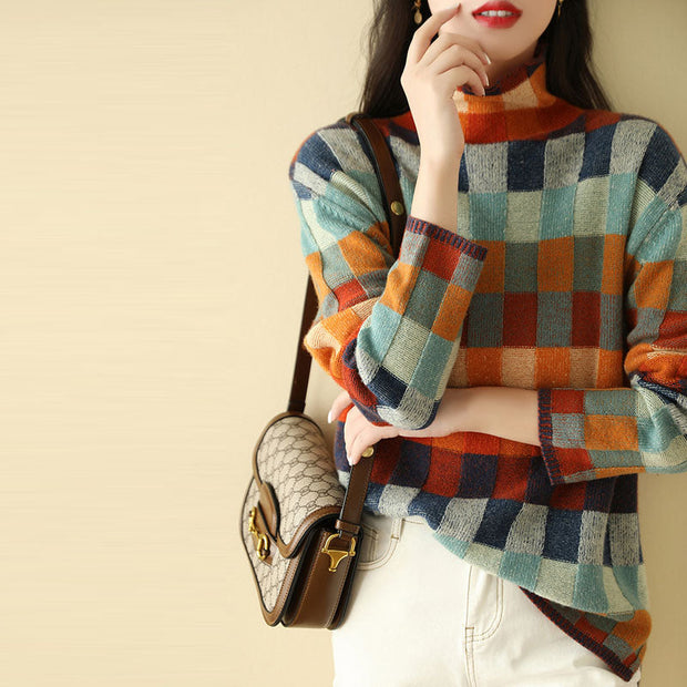 WW | Bunter Karierter Strickpullover