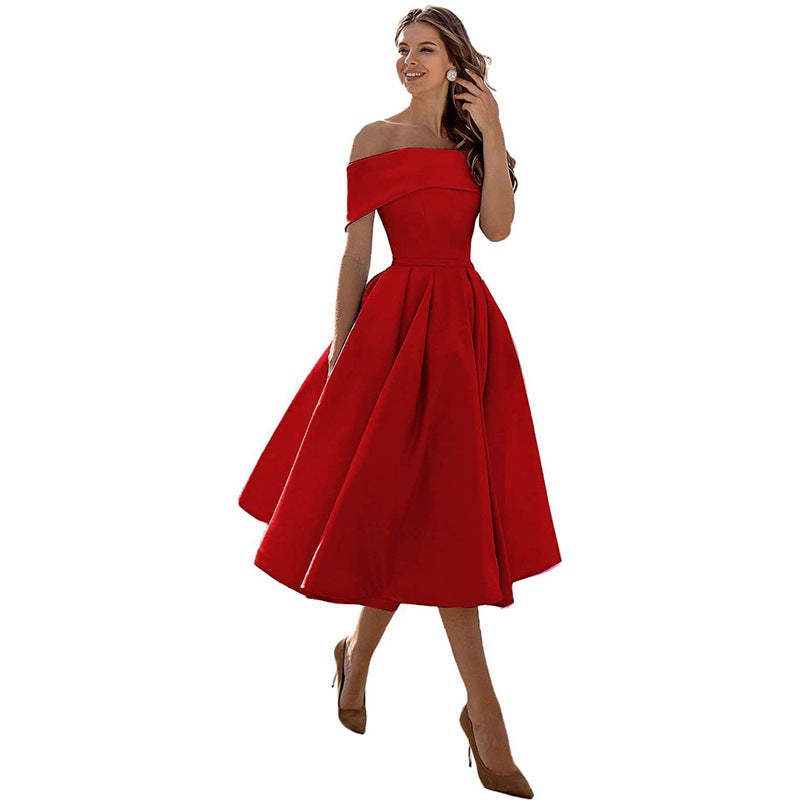 WW | Legere Mode Satin Cocktailkleid Ohne Träger