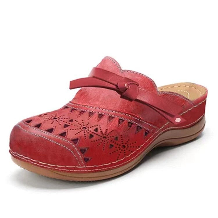 Damen Komfortable Clogs mit filigranem Durchbruchdesign und elegantem Riemen WW