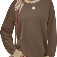 Damen bequemer Sweatshirt mit Raglanärmeln und dekorativem Kragen WW