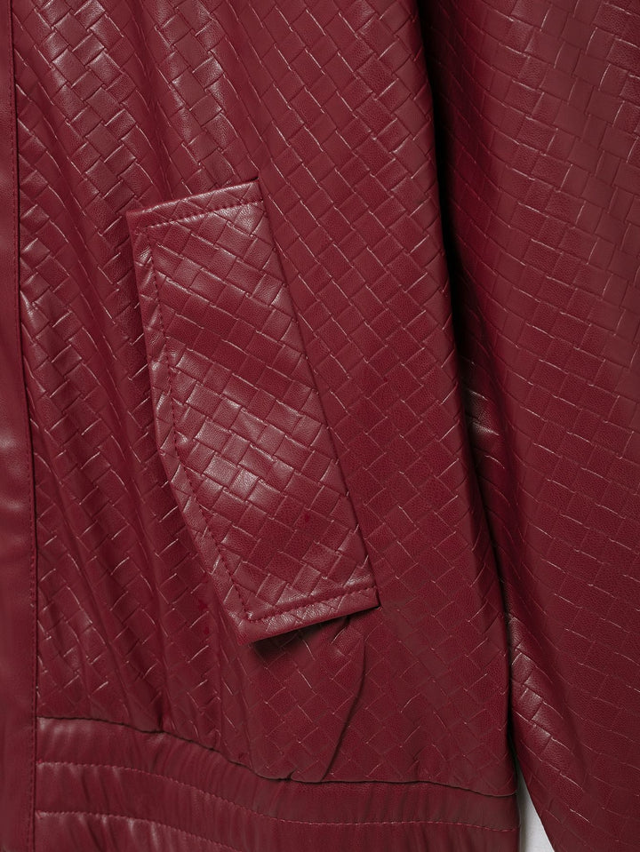 W&W Mode | Woven Faux Leder Bomberjacke
