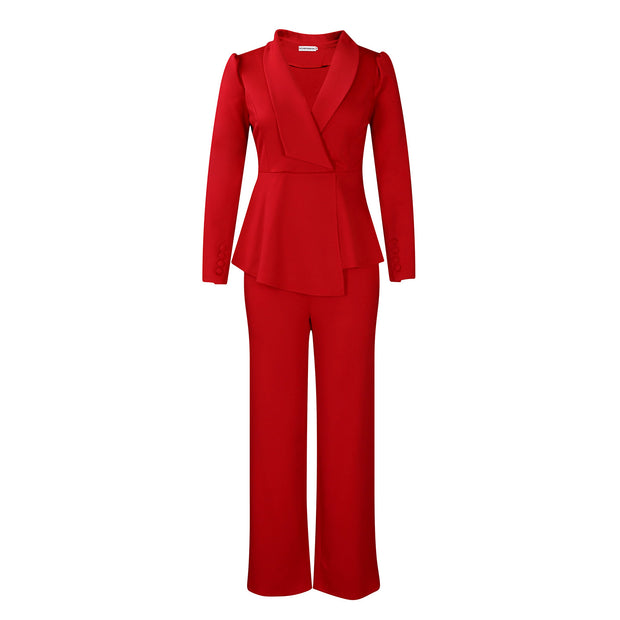 Damen Anzug mit elegantem Blazer und weitem Hosenbein WW